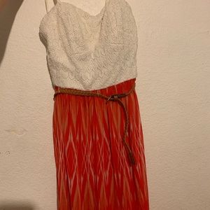 Orange and White Maxi Dress